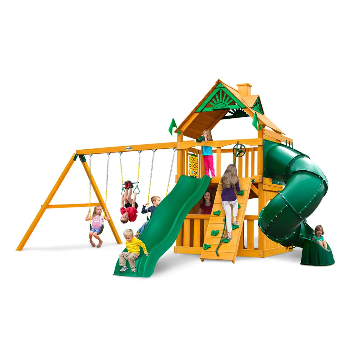 Mountaineer Clubhouse Ap Wooden Swing Set 1