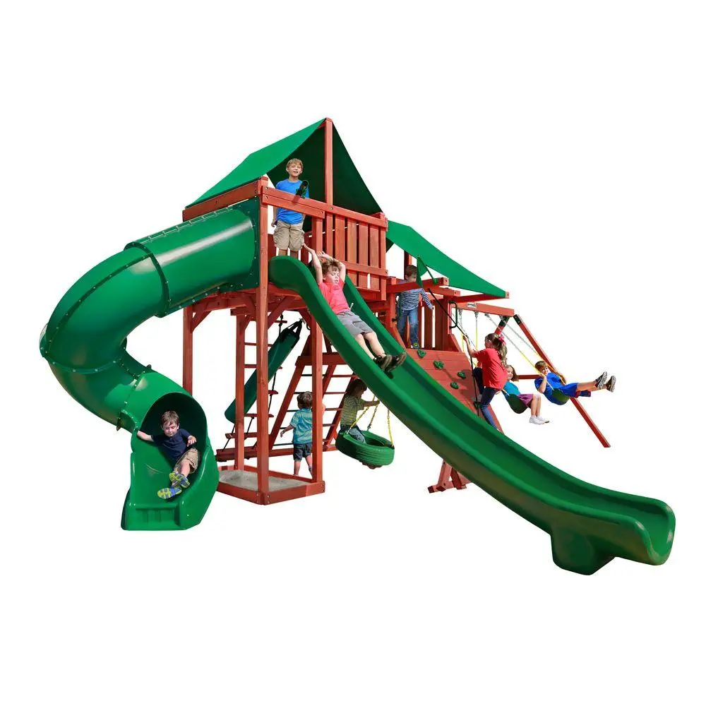 Sun Climber Deluxe Wooden Swing Set 1