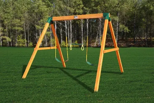 Free Standing Three Position Wooden Swing Set 1