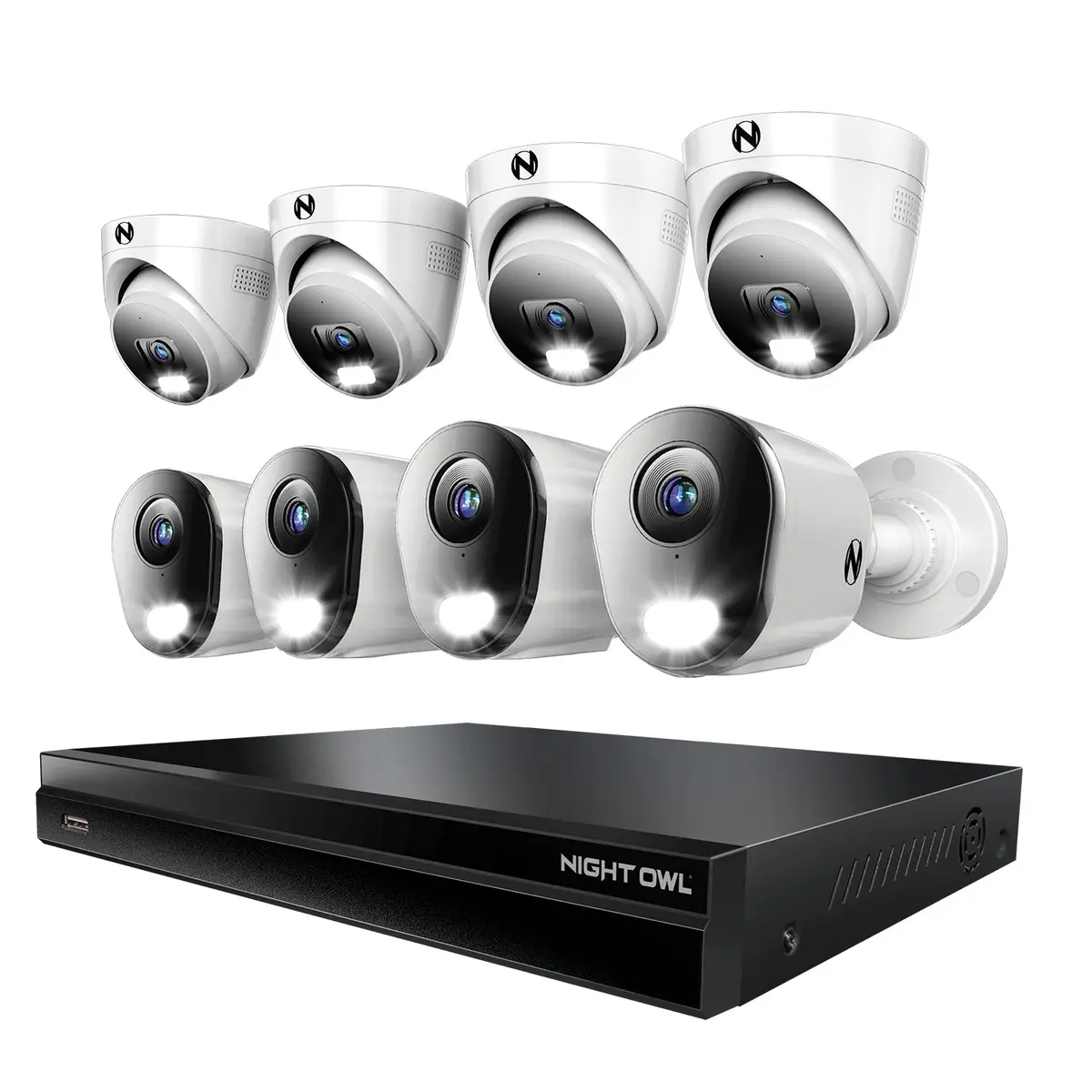2-Way Audio 32 Channel 12Mp Nvr With 8Tb Hdd And 8 Wired Ip 4K Deterrence Cameras - 4 Bullet 4 Dome 1