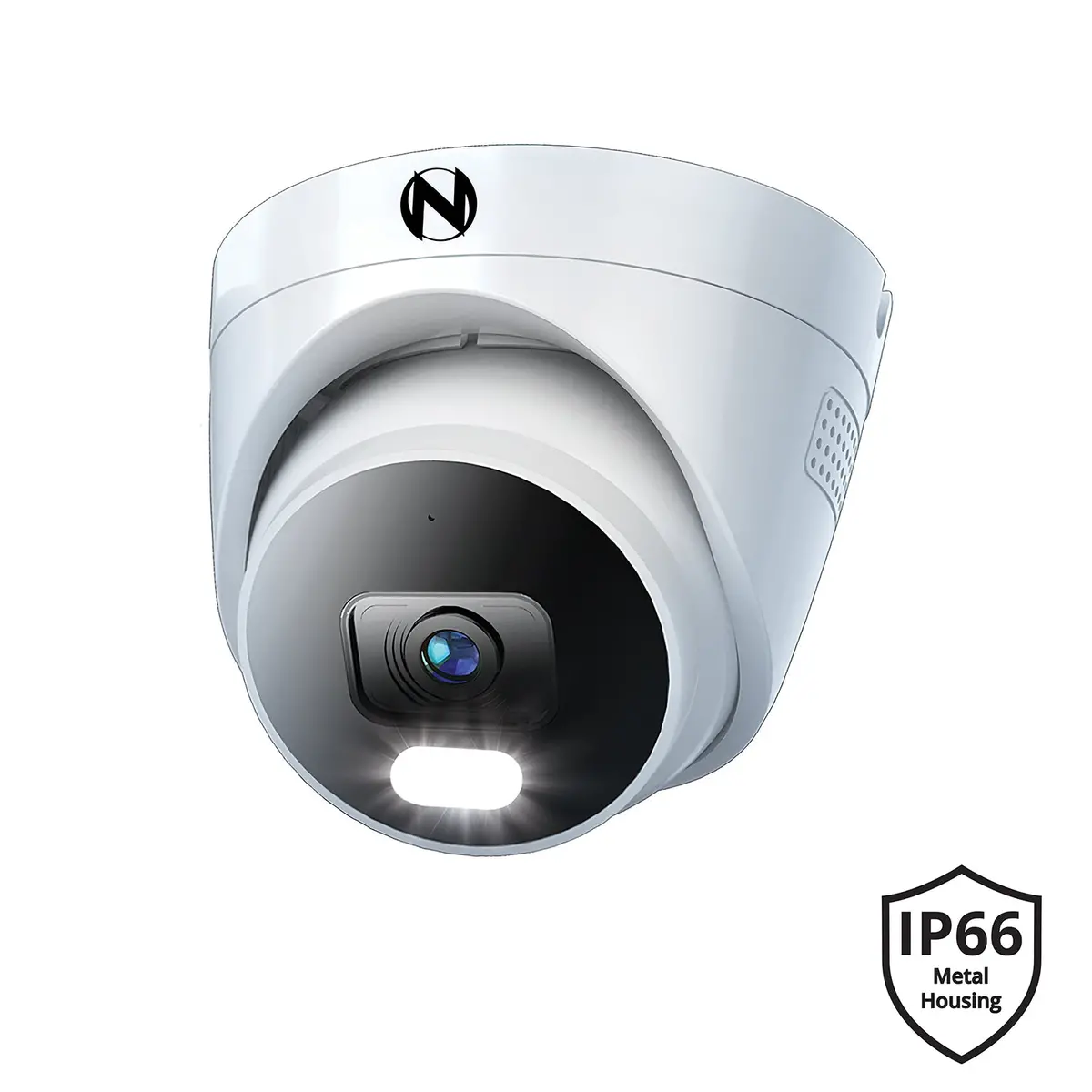 Ruggedized Add On Wired Ip 4K+ 12Mp Deterrence Dome Camera With 2-Way Audio - 1 Pack - White 1