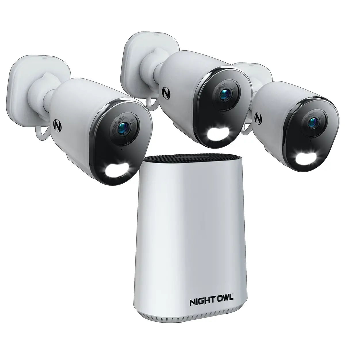 Expandable Wi-Fi Security Hub With 64Gb Microsd Card And 3 Plug-In Wireless 2K Deterrence Cameras 1