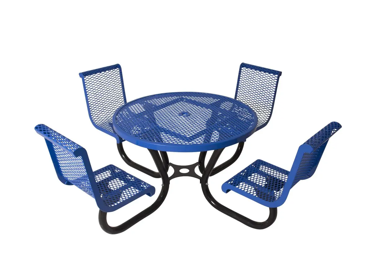 Round Portable Diamond Picnic Table With Contoured Seats 1