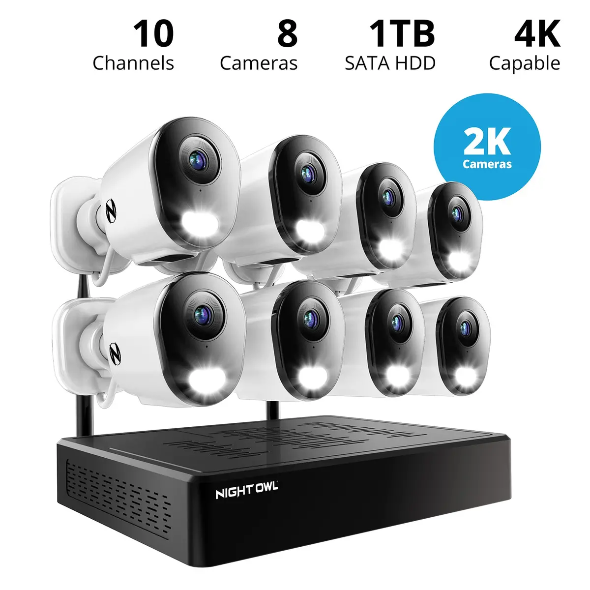 10 Channel 4K Wi-Fi Nvr Security System With 1Tb Hard Drive And 8 Wi-Fi Ip 2K Deterrence Cameras With 2-Way Audio 2