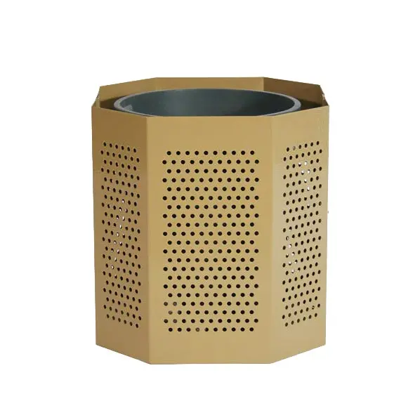 Perforated Steel Trash Receptacle 1