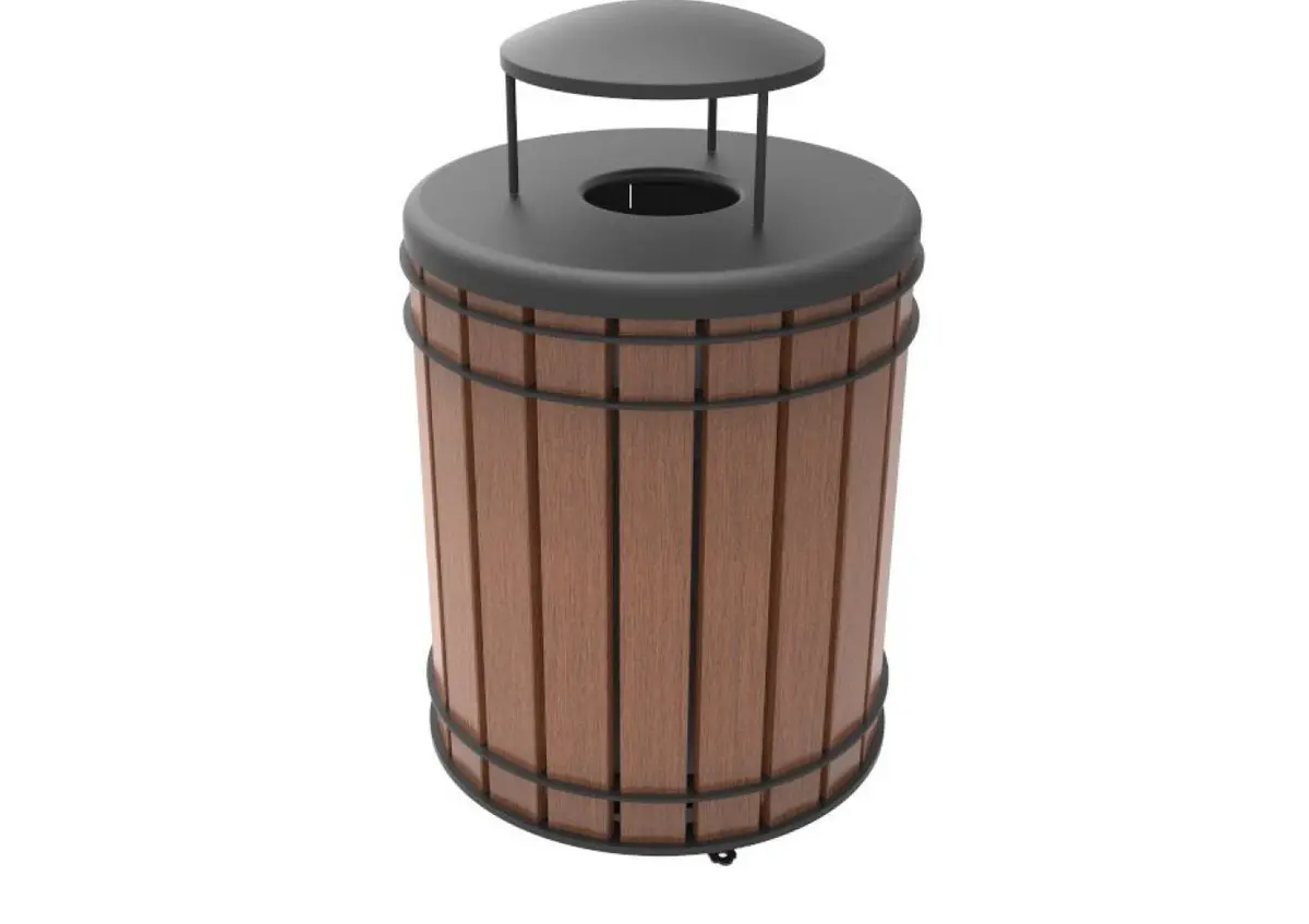 Madison Trash Receptacle - Ipe Wood 1