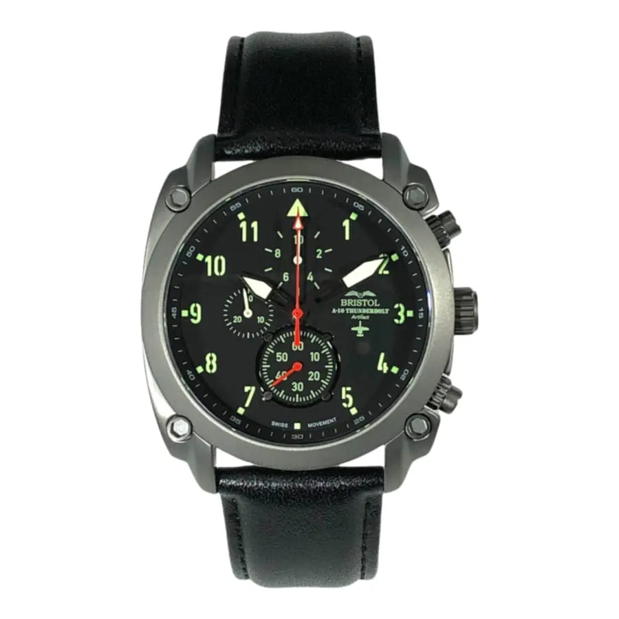 A-10 Thunderbolt Tribute - Gunmetal Finish, Leather Band 1