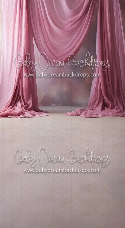 X Drop Art Drapes Carnation Pink Left Sweep (Md) 1
