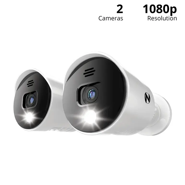 Refurbished Add On Wired 1080P Spotlight Cameras With Audio Alerts And Sirens - 2 Pack - White 2