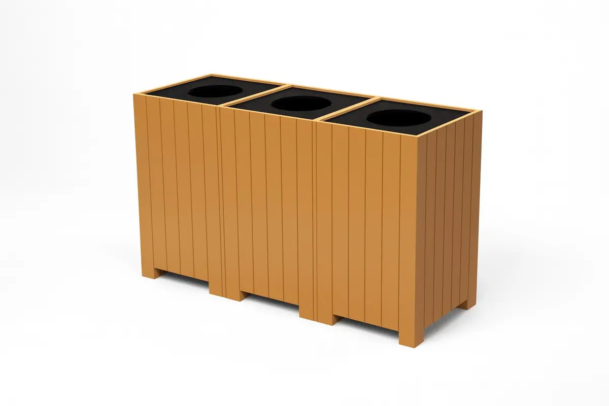 Square Recycling Center Receptacle Made With Recycled Plastic 1