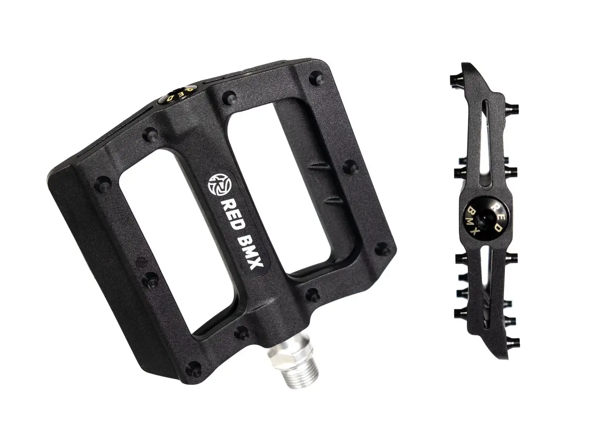 Red Bmx Pedals Black 1
