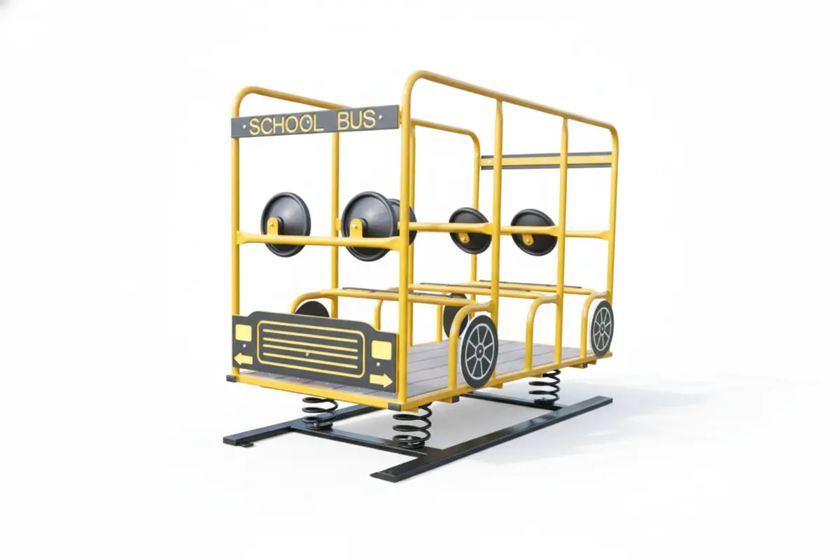 Rockin Time School Bus Multi Passenger Spring Rider 1