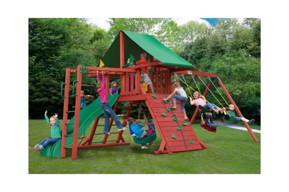 Sun Valley Ii Wooden Swing Set With Monkey Bars 1
