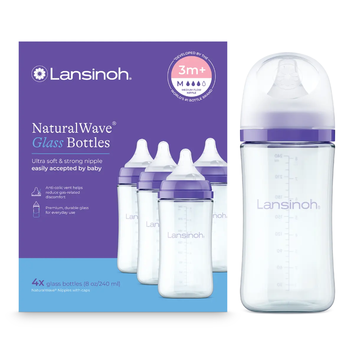 Glass Baby Bottles 8Oz (4 Pack) 1