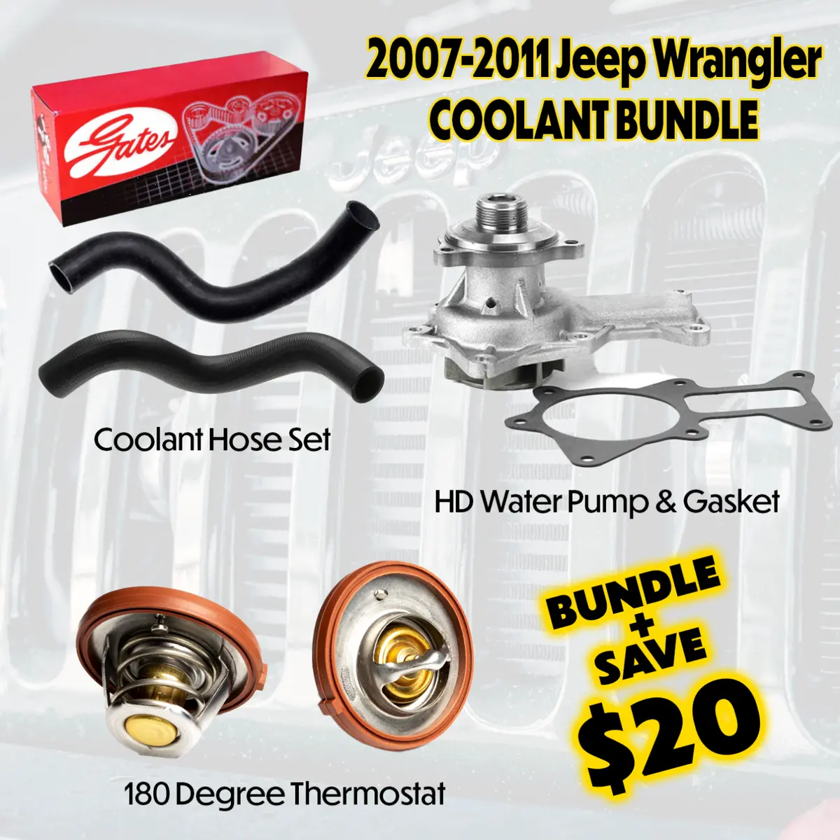 2007-2011 Jeep Wrangler 3.8L Cooling Maintenance Bundle 1