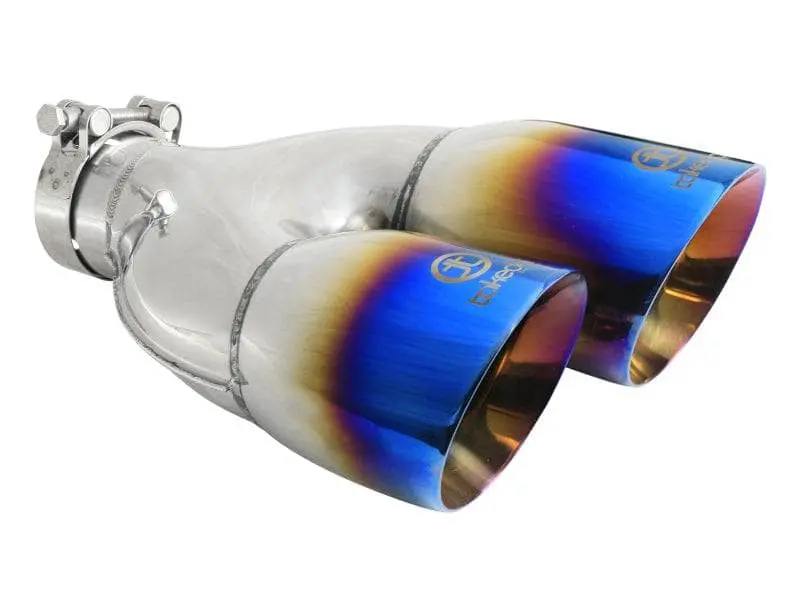 Afe Takeda 2.5In 304 Stainless Steel Clamp-On Exhaust Tip Driver Side 2.5In Inlet 4Indual-Blue Flame 1