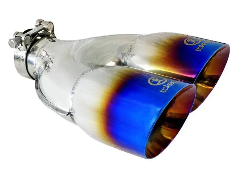 Afe Takeda 2.5In 304 Stainless Steel Clamp-On Exhaust Tip Passenger Side 2.5In Inlet 4Indual - Blue 1