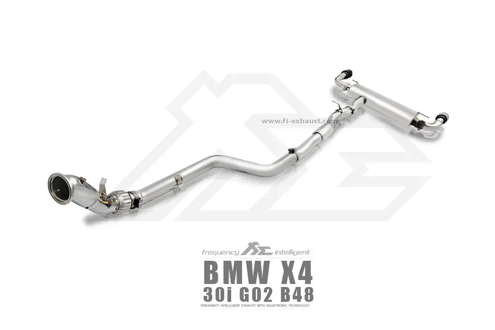 Bmw Fi Exhaust G02 X4 30I |B48| 2019-2022+Front Pipe + Mid Pipe + Valvetronic Muffler + Dual Silver Tips (Retains Oem Valve Settings - No Remote) 1