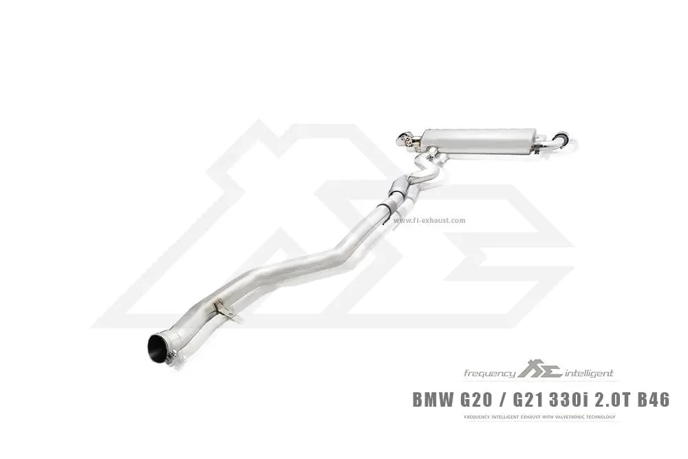 Bmw Fi Exhaust G20 / G21 330I 2.0T B46 Exhaust System |B46| 2019+ Front Pipe + Mid Pipe + Valvetronic Muffler + Dual Silver Tips (Retains Oem Valve Settings - No Remote) 1