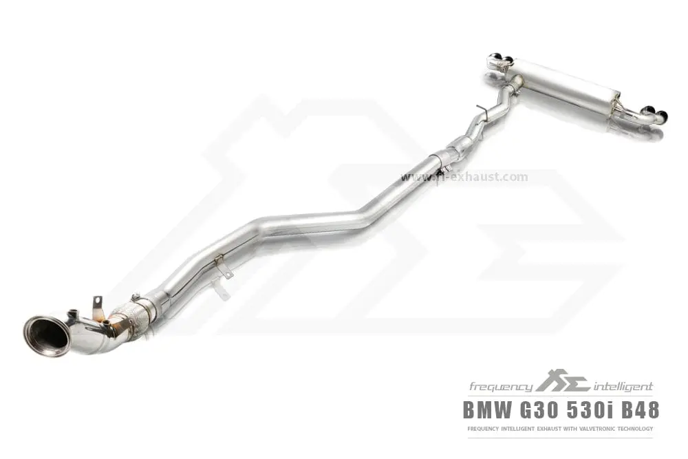 Bmw Fi Exhaust G30 / G31 530I |B48| 2017+Front Pipe + Mid Pipe + Valvetronic Muffler + Quad Silver Tips (Retains Oem Valve Settings - No Remote) 1