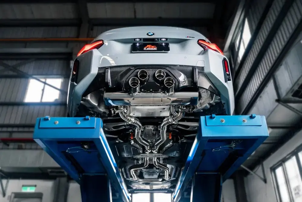 Bmw Fi Exhaust G87 M2 M-Performance |S58|2022+Front Pipe + Mid X-Pipe + Valvetronic Muffler + Quad Silver Tips (Retains Oem Valve Settings - No Remote) 1