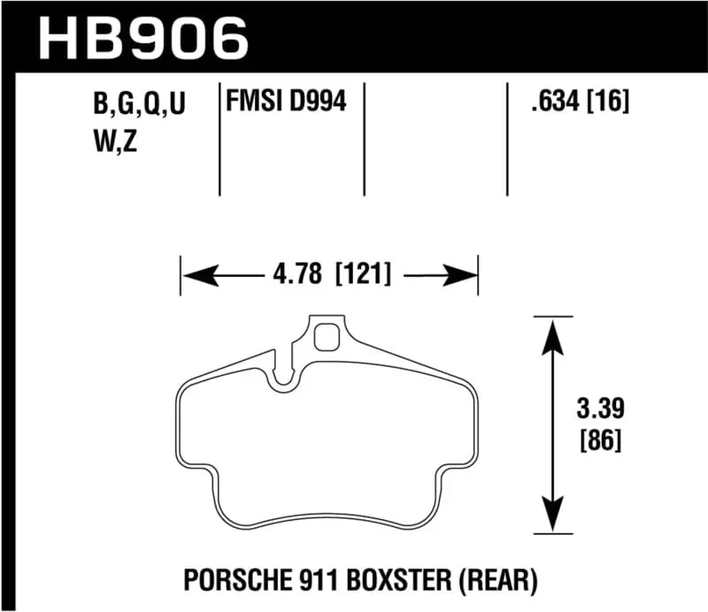 Hawk 02-10 Porsche 911 Hp+ Street Rear Brake Pads 1