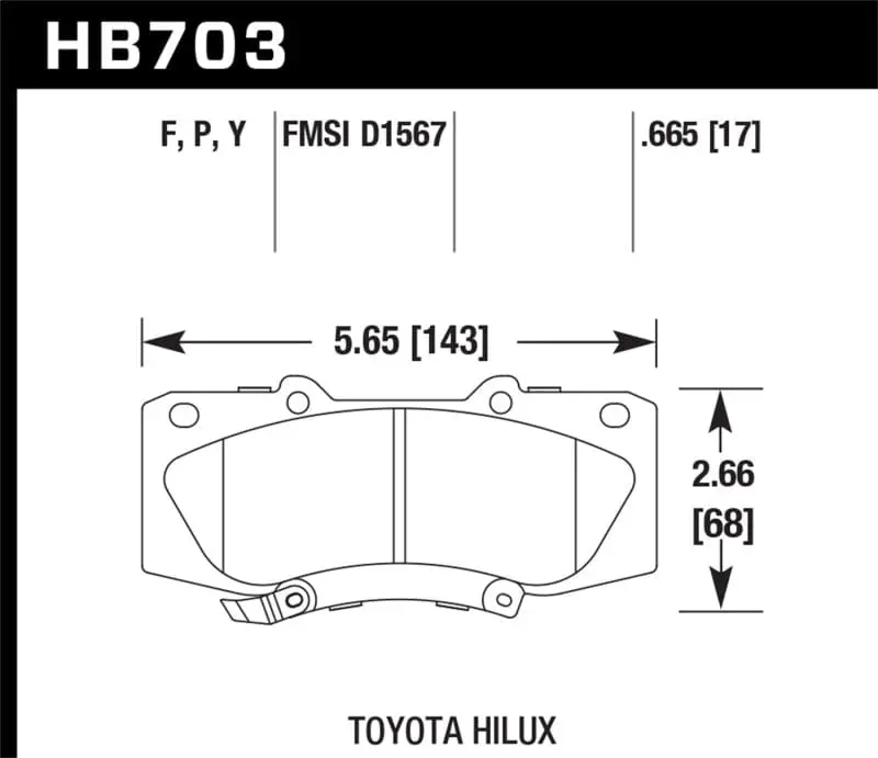Hawk 05-13 Toyota Hilux Hps Street Brake Pads 1