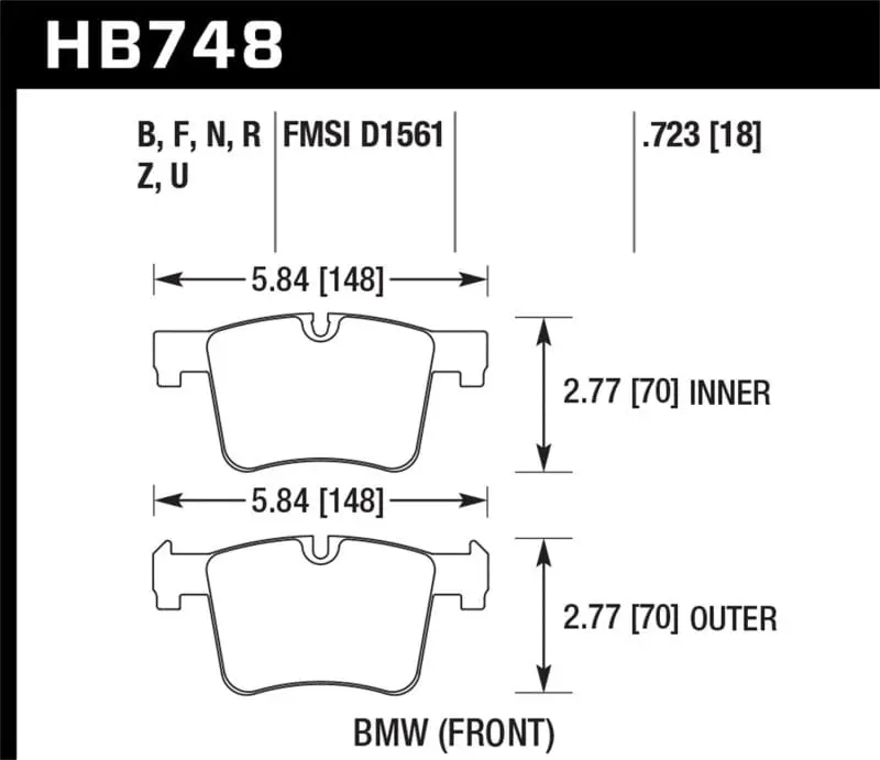 Hawk 13-14 Bmw 328I/328I Xdrive / 2014 428I/428I Xdrive Hps Front Brake Pads 1