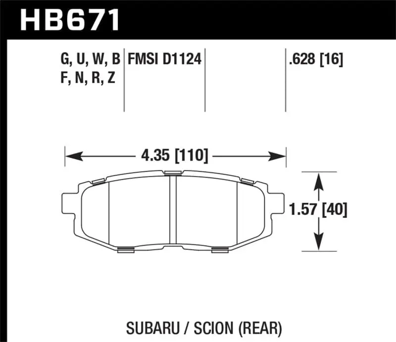 Hawk 13 Scion Fr-S / 13 Subaru Brz/10-12 Legacy 2.5 Gt/3.6R Dtc-70 Race Rear Brake Pads 1