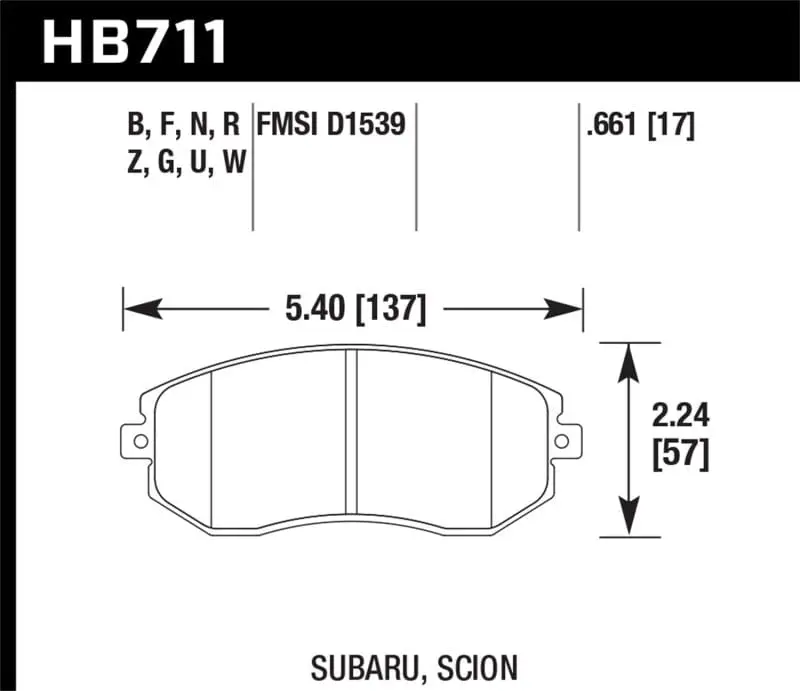 Hawk 13 Subaru Brz / 13 Scion Fr-S Perf. Ceramic Front Street Brake Pads 1