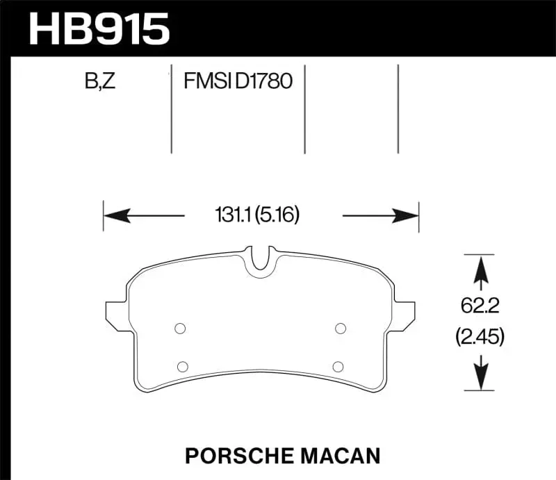 Hawk 15-18 Porsche Macan Performance Ceramic Rear Brake Pads 1