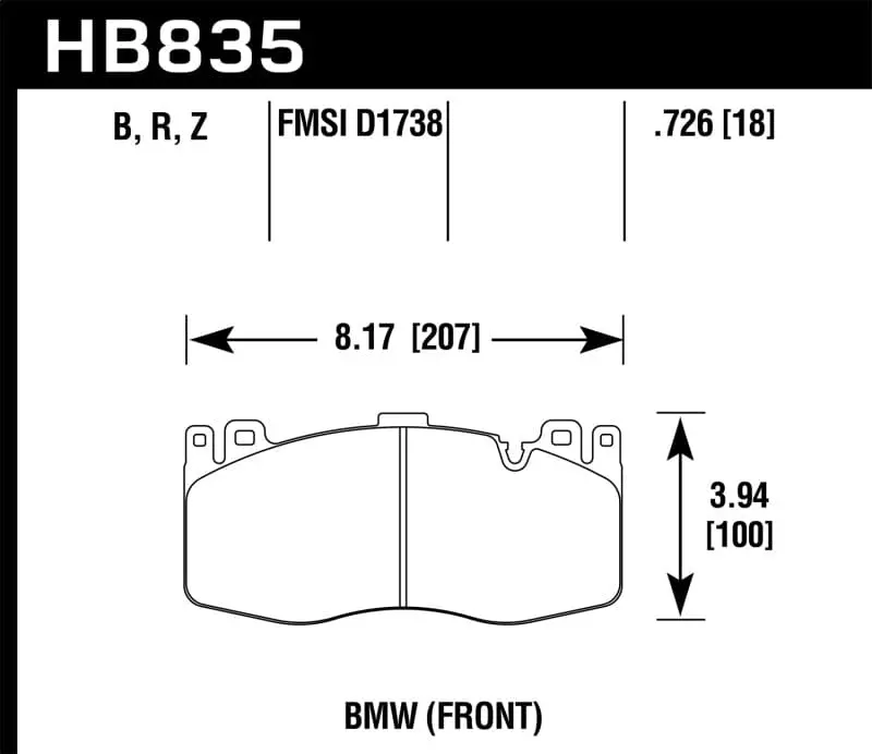 Hawk 15-19 Bmw X6 M Performance Ceramic Street Front Brake Pads 1