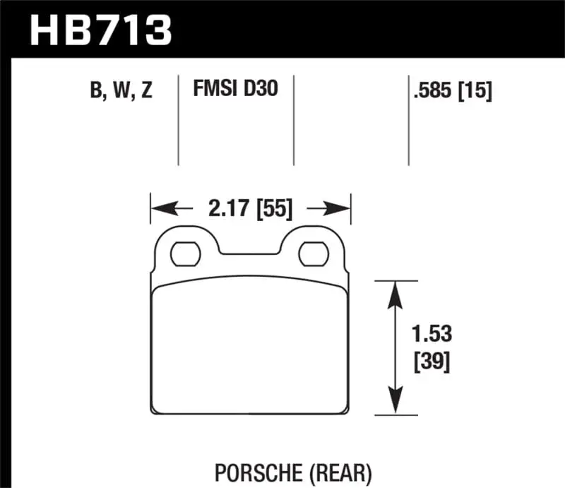 Hawk 65-69 Porsche 911/912 Hps 5.0 Street Rear Brake Pads 1
