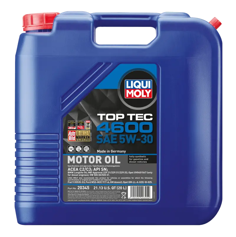Liqui Moly 20L Top Tec 4600 Motor Oil Sae 5W30 1