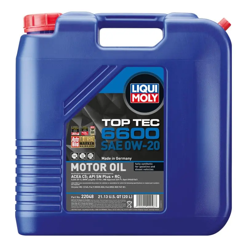 Liqui Moly 20L Top Tec 6600 Motor Oil Sae 0W20 1