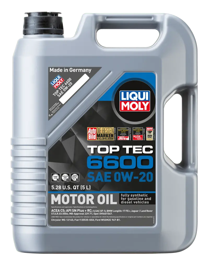 Liqui Moly 5L Top Tec 6600 Motor Oil Sae 0W20 1