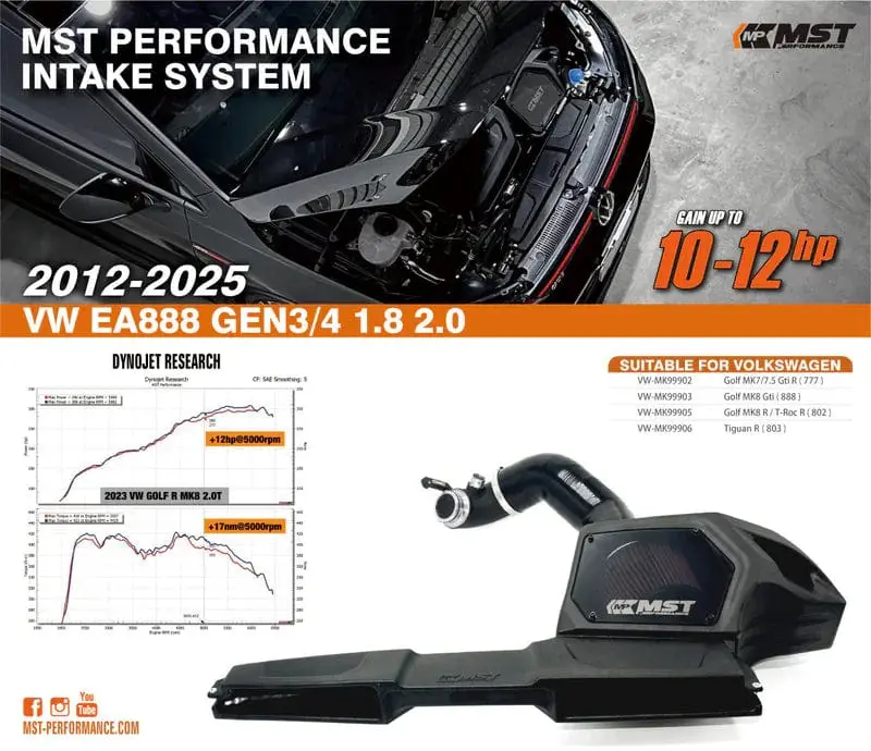 Mst 2012-2019 Vw Golf Mk7/ 7.5 Gti/ R Cold Air Intake System (Vw-Mk99902v1) 1