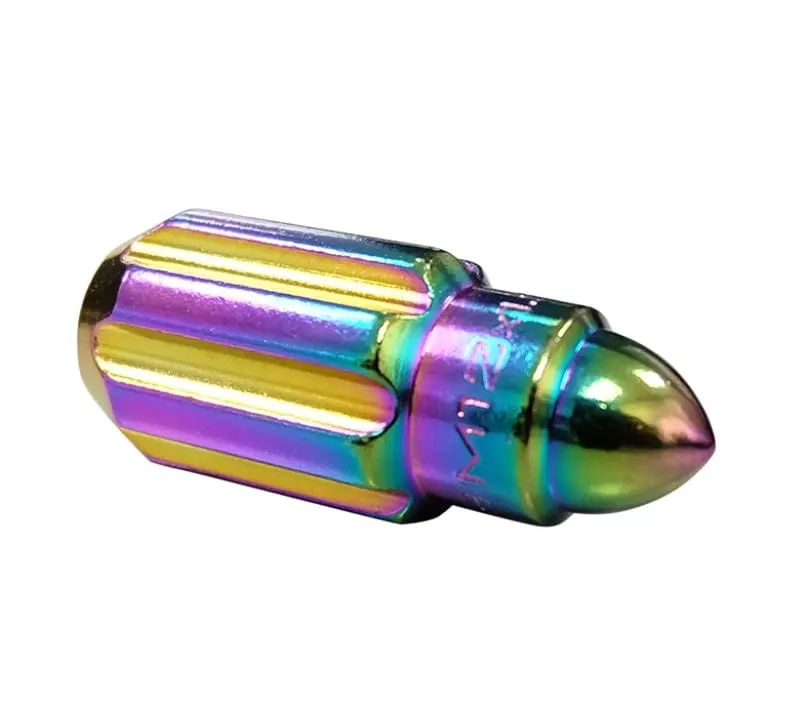 Nrg 500 Series M12 X 1.5 Bullet Shape Steel Lug Nut Set - 21 Pc W/Lock Key - Neochrome 1