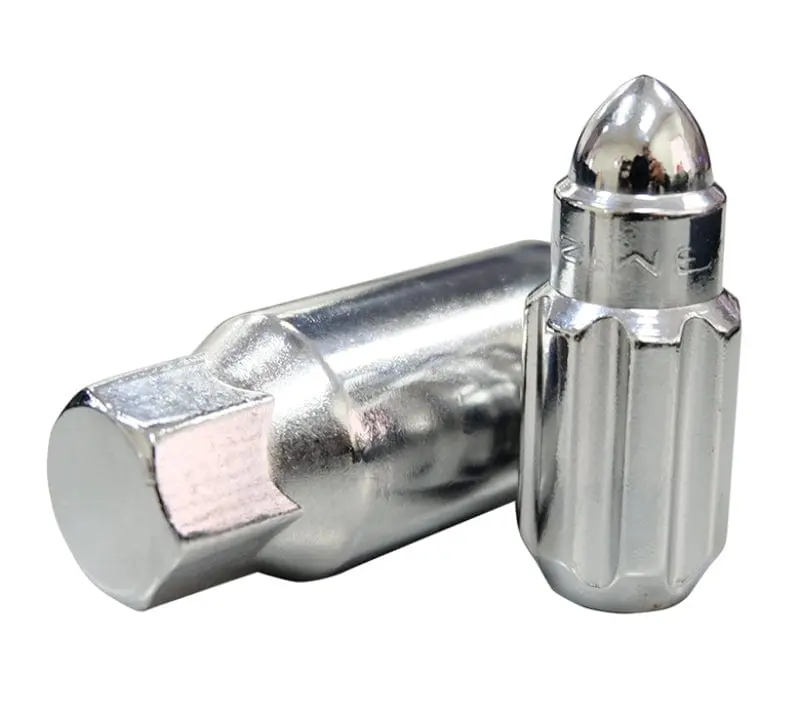 Nrg 500 Series M12 X 1.5 Bullet Shape Steel Lug Nut Set - 21 Pc W/Lock Key - Silver 1