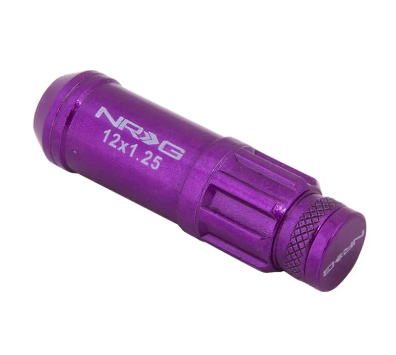 Nrg 700 Series M12 X 1.25 Steel Lug Nut W/Dust Cap Cover Set 21 Pc W/Locks & Lock Socket - Purple 1