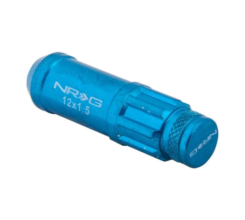 Nrg 700 Series M12 X 1.5 Steel Lug Nut W/Dust Cap Cover Set 21 Pc W/Locks & Lock Socket - Blue 1