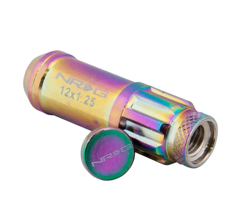 Nrg 700 Series M12 X 1.5 Steel Lug Nut W/Dust Cap Cover Set 21 Pc W/Locks & Lock Socket - Neochrome 1