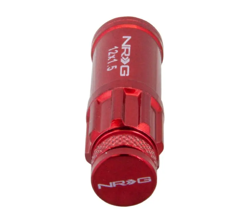Nrg 700 Series M12 X 1.5 Steel Lug Nut W/Dust Cap Cover Set 21 Pc W/Locks & Lock Socket - Red 1