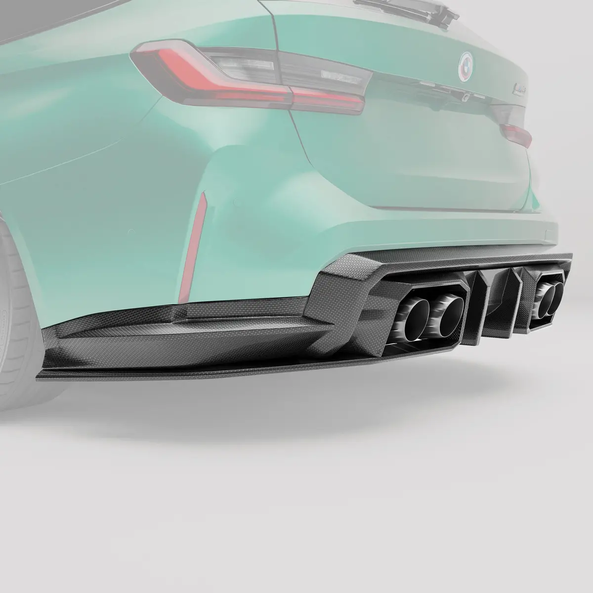 Revozport 6 Pieces Carbon Fiber Rear Diffuser For Bmw G80 G81 M3 2021-2024 1