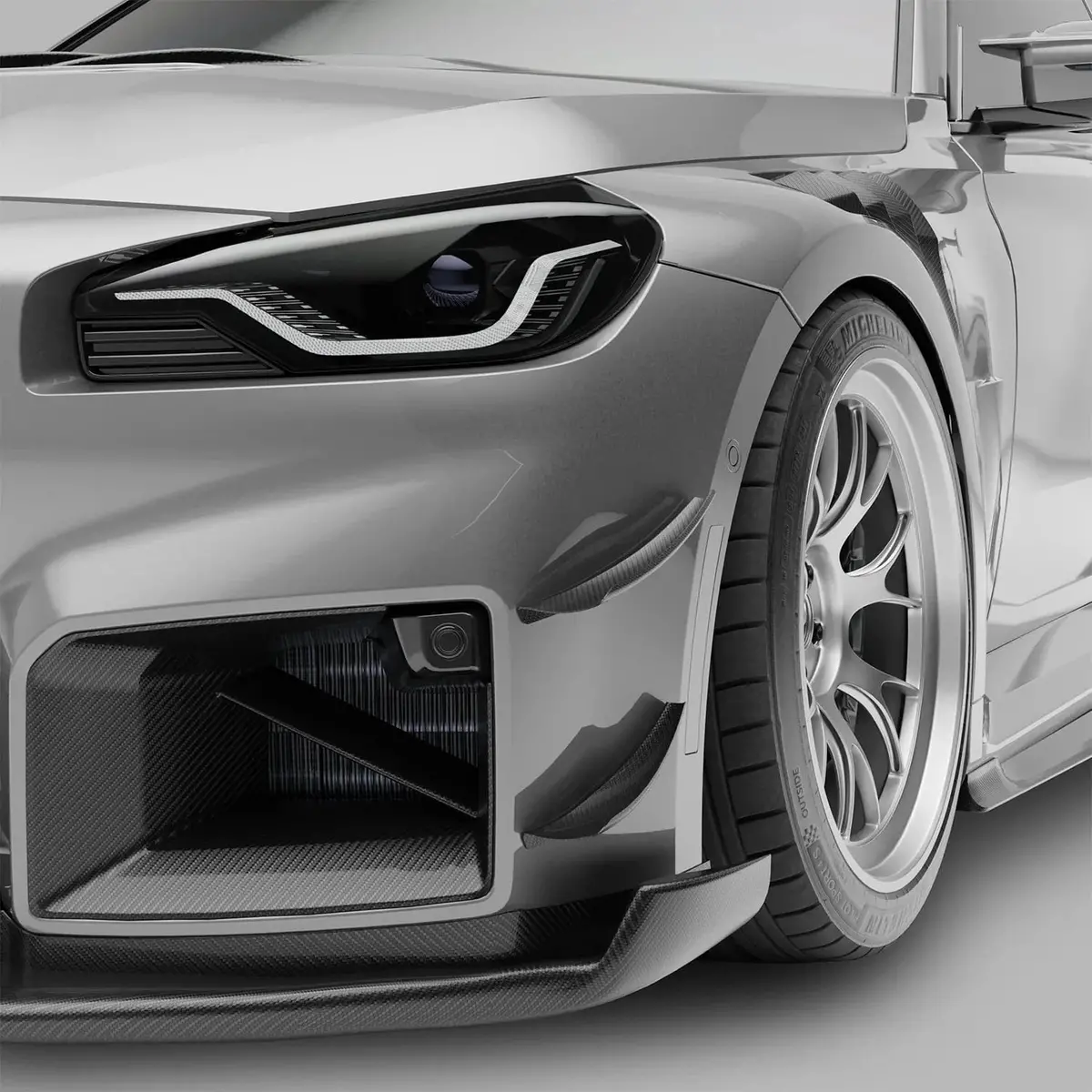 Revozport   Carbon Fiber Front Bumper Canards For Bmw G87 M2 1