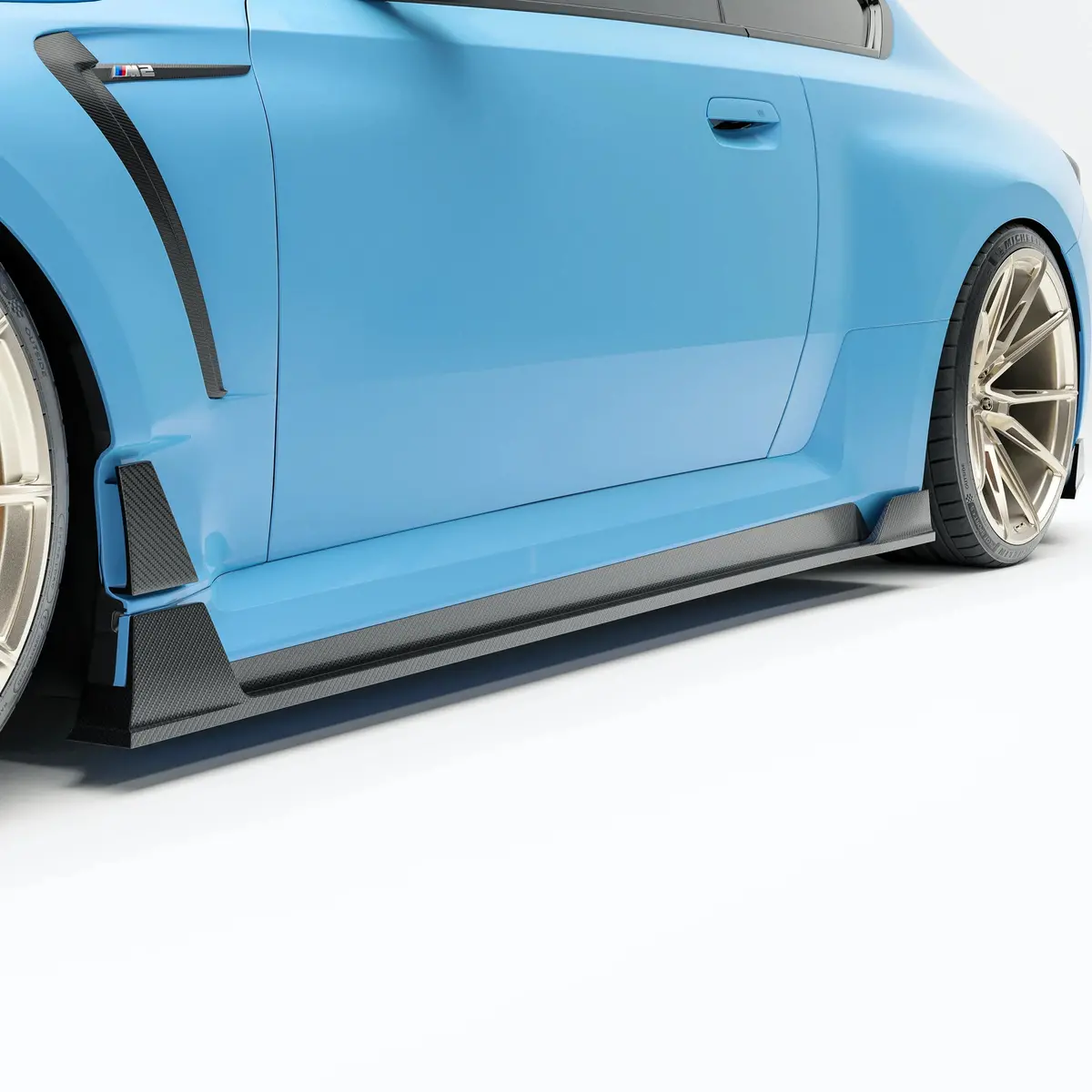 Revozport  Carbon Fiber Side Skirts For Bmw G80 G81 M3 2021-2024 1