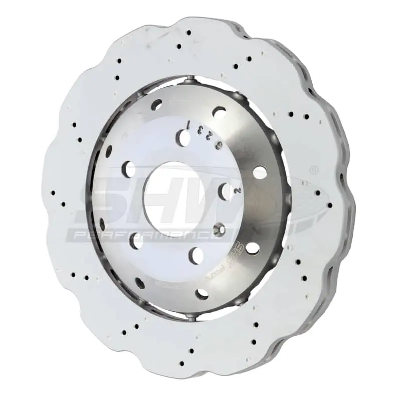 Shw 13-15 Audi Rs5 4.2L Rear Drilled-Dimpled Lightweight Wavy Brake Rotor (8T0615601a) 1
