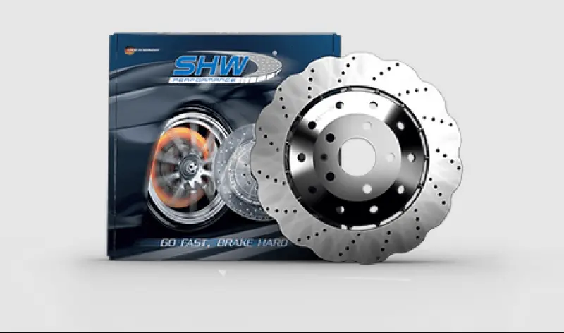Shw 14-18 Audi Rs7 4.0L Rear Cross-Drilled Lightweight Wavy Brake Rotor (4G8615601e) 1