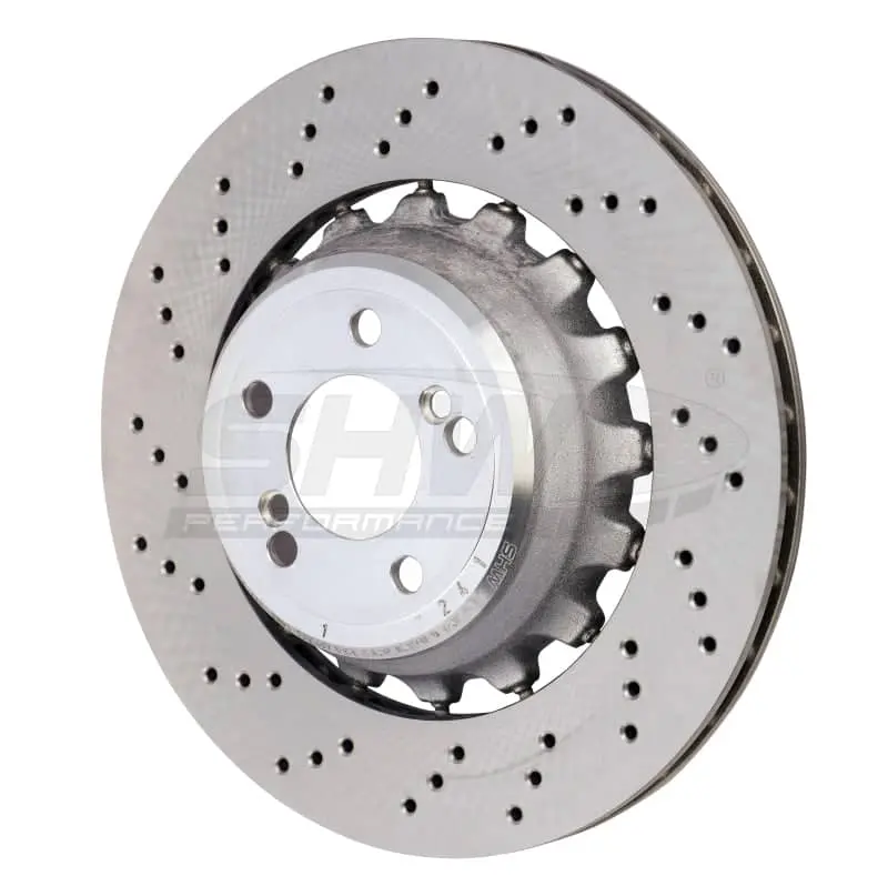 Shw 15-18 Bmw X5 M 4.4L Left Rear Cross-Drilled Lightweight Brake Rotor (34212284903) 1