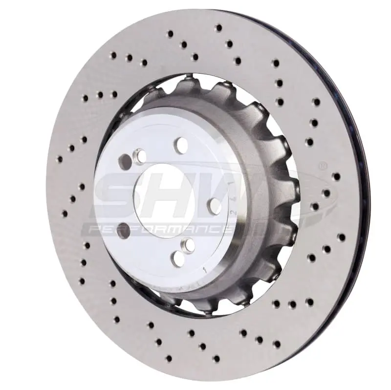 Shw 15-18 Bmw X5 M 4.4L Right Rear Cross-Drilled Lightweight Brake Rotor (34212284904) 1
